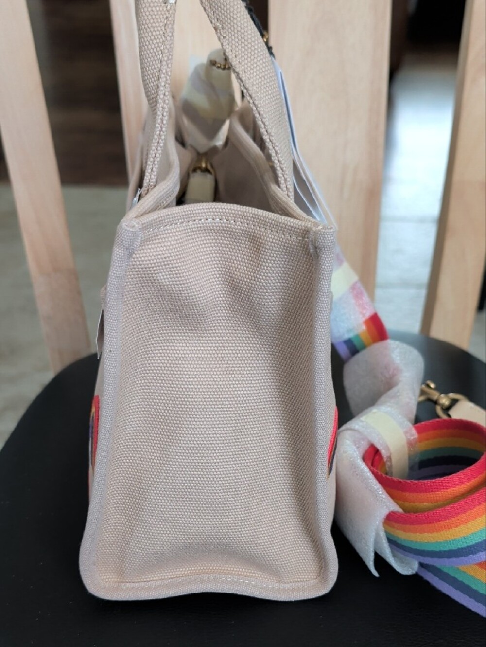 Coach Pride Rainbow Embroidered Canvas Cargo Tote Crossbody 26 NWT - Picture 5 of 10